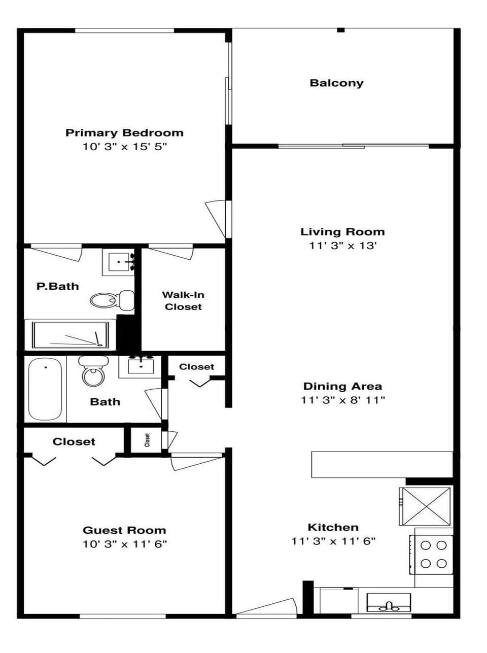 Seaside Resort 308 Floor Plan