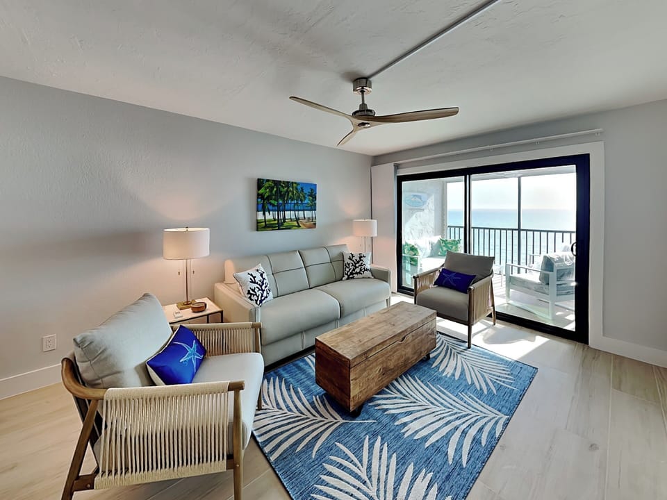 Living Room with Gulf Views and Private Balcony Access