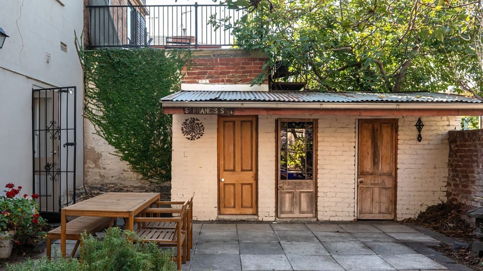 Outdoor toilet and laundry with washing machine 