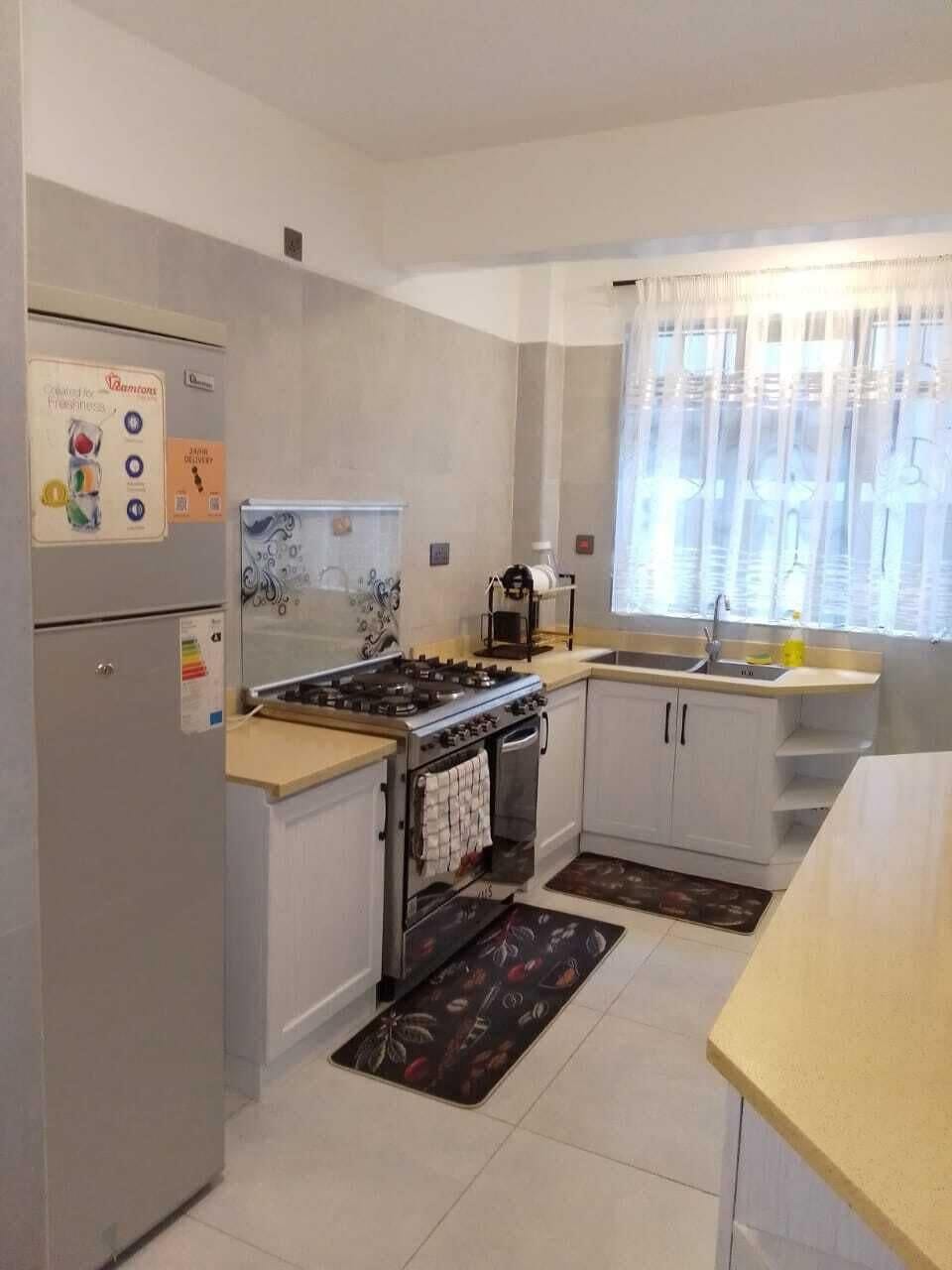 Deluxe Apartment, City View | Private kitchen | Full-size fridge, microwave, oven, stovetop