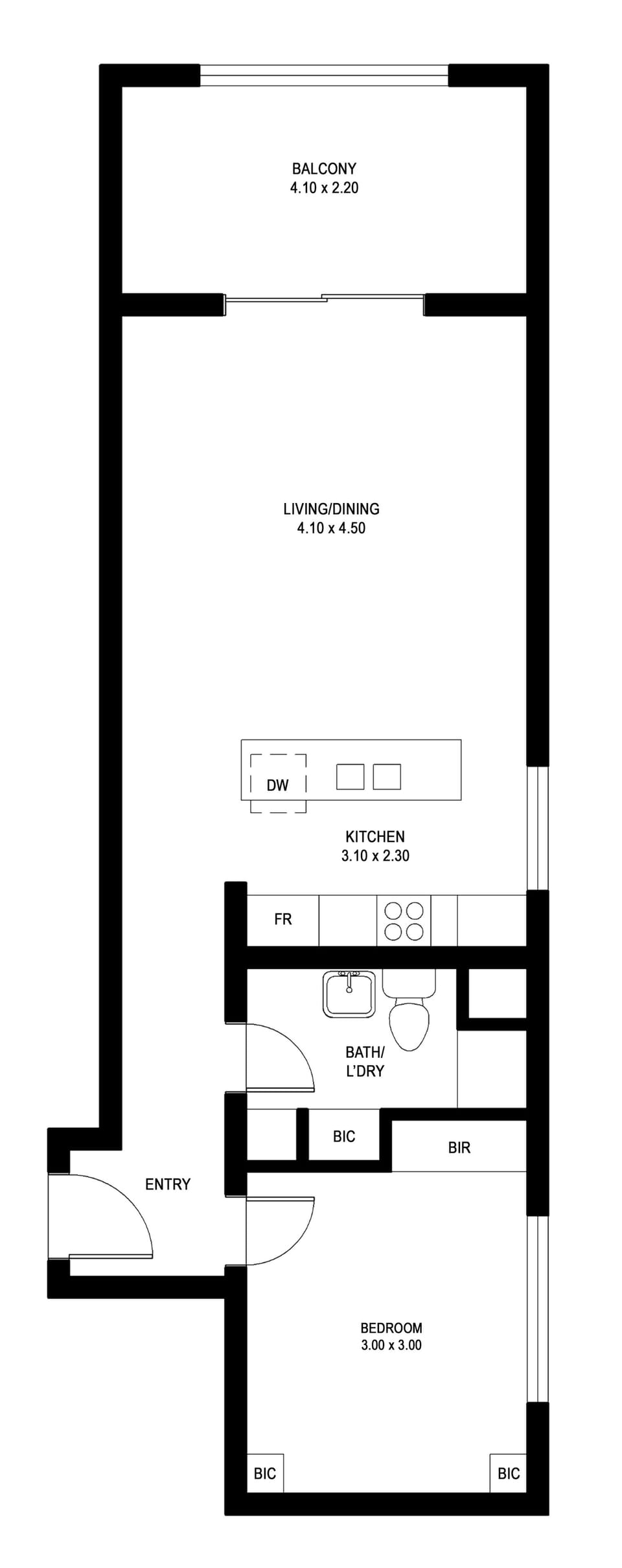 Apartment, 1 Bedroom, Balcony, City View | Floor plan