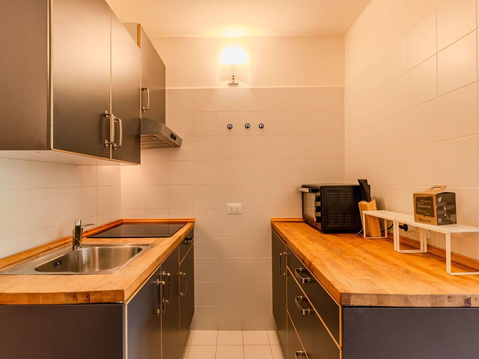 Countertop, Kitchen, Flooring, Cabinetry, Interior Design, Floor, Wood, Ceiling, Kitchen Appliance, Major Appliance