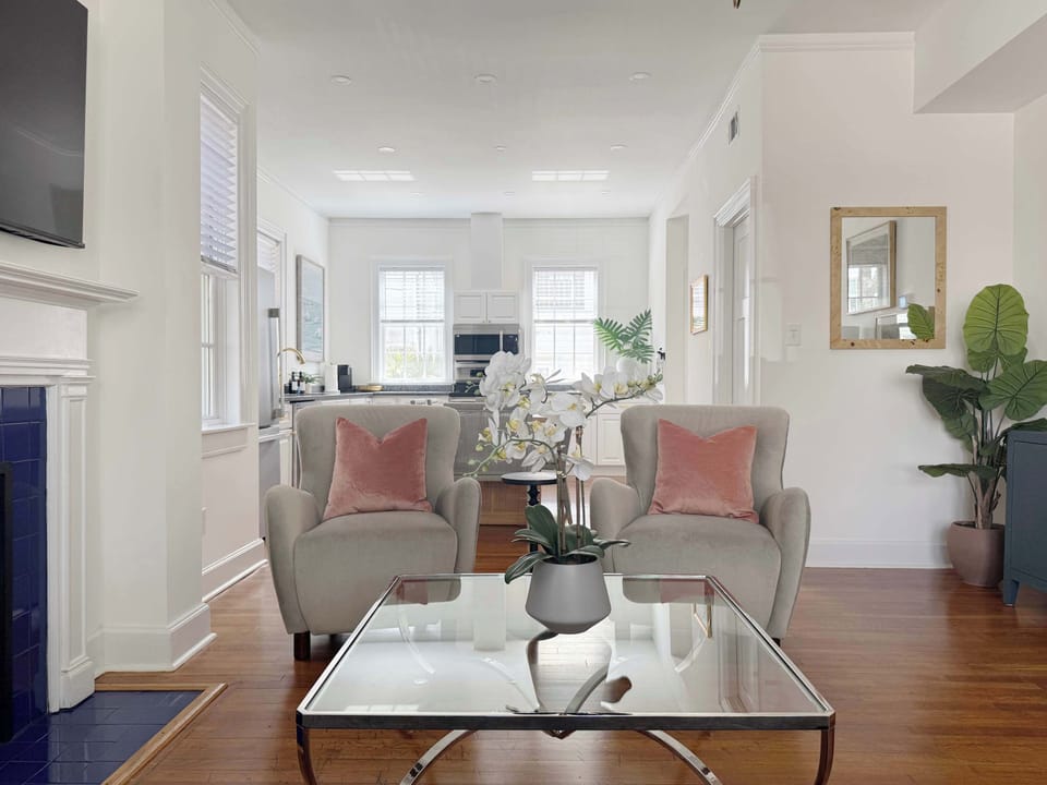 Lounge area was created for both comfort and practicality. 