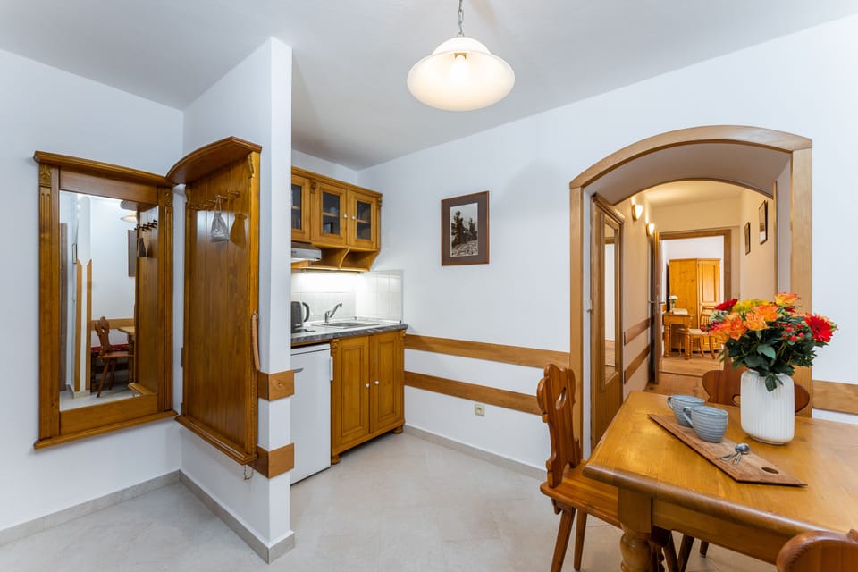 Family Apartment, Patio, Mountain View (Balcony) | Private kitchen