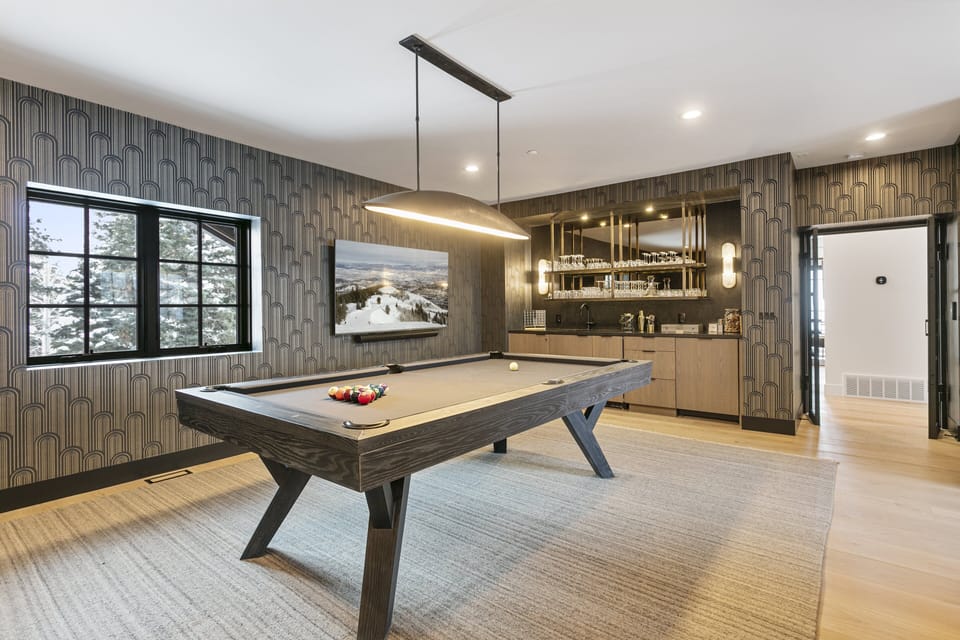 Furniture, Table, Indoors, Lamp, Pool Table