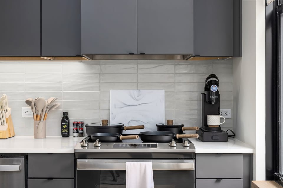 Cook in style—this state-of-the-art stovetop, complete with premium cookware, is perfect for preparing meals during your stay.