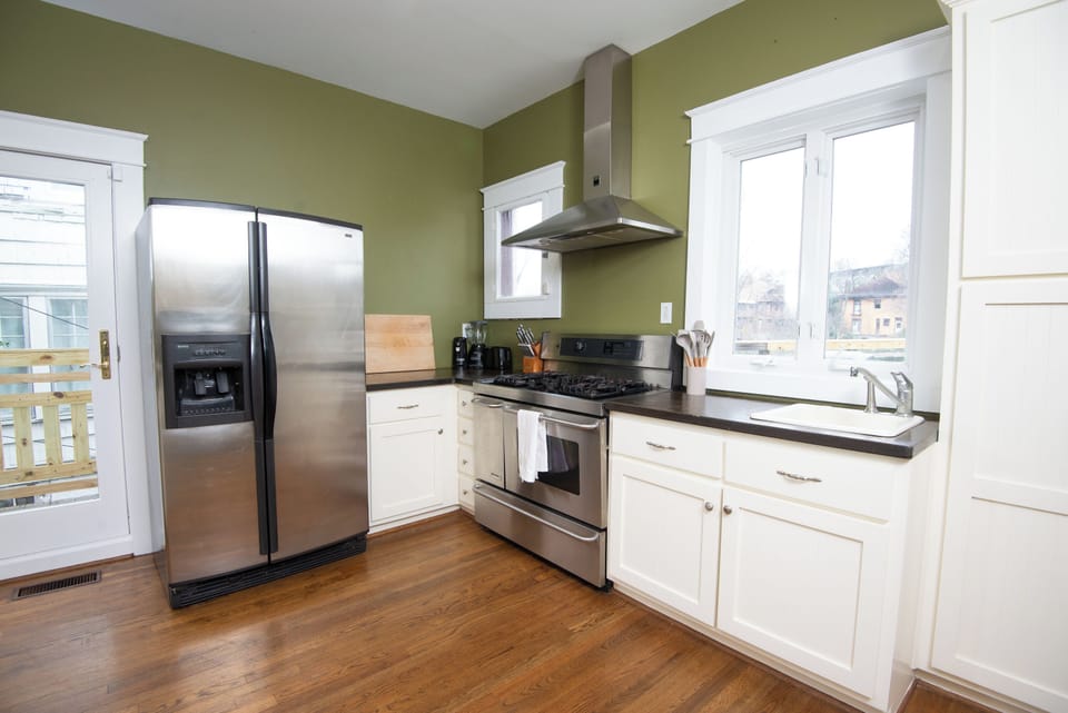 The huge, beautiful kitchen is perfect for cooking large meals and enjoying the scenery of the surrounding neighborhood. It is fully stocked with everything you might need to whip up the perfect game-day dinner or holiday surprise!