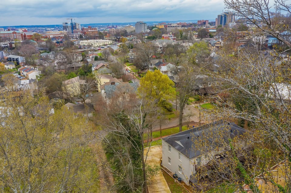 A panoramic look at the charming neighborhood surrounding the property, offering a peaceful retreat near the heart of the city.