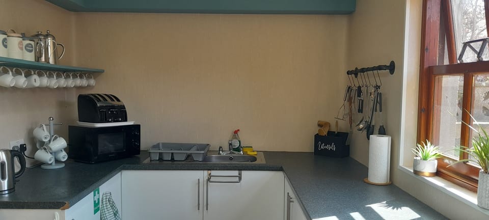 Full-size fridge, microwave, oven, stovetop