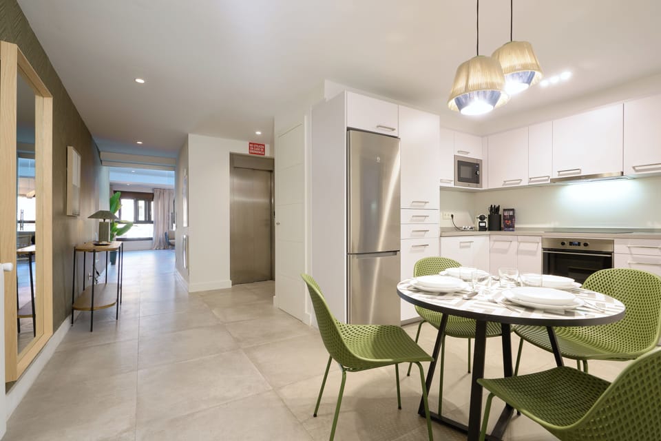 Exclusive Apartment, Kitchen, City View | Private kitchen | Full-size fridge, microwave, oven, stovetop