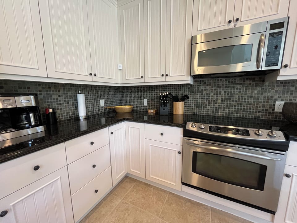 Kitchen, stove, microwave, coffee maker