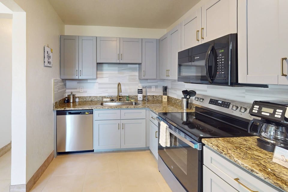The updated kitchen is fully equipped and ready for anything from quick snacks to full meals.