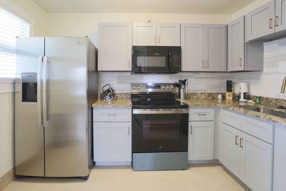 The updated kitchen is fully equipped and ready for anything from quick snacks to full meals