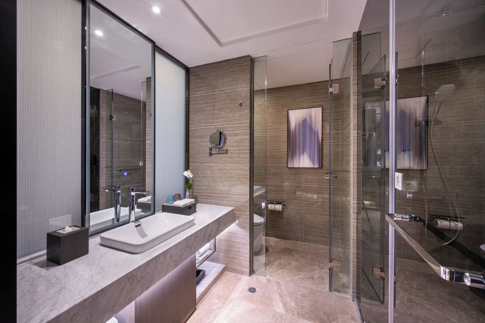 Classic Room, 1 King Bed | Bathroom | Rainfall showerhead, free toiletries, hair dryer, bathrobes