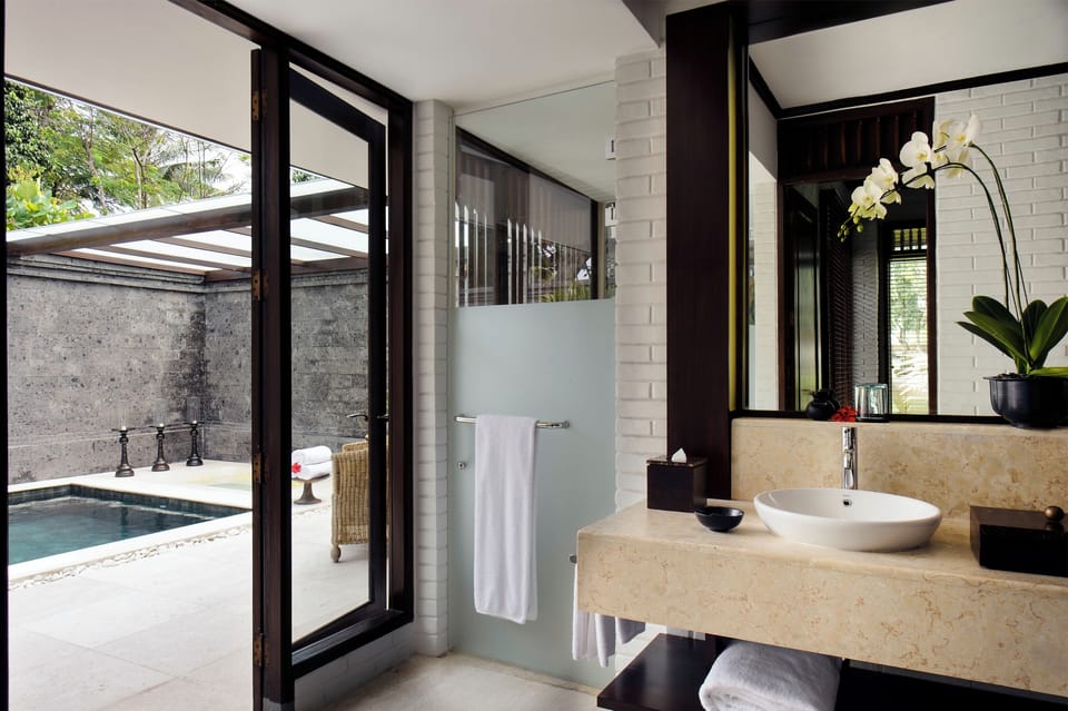 Two Bedroom Family Pool Villa with Club Benefits | Bathroom | Separate tub and shower, deep soaking tub, rainfall showerhead