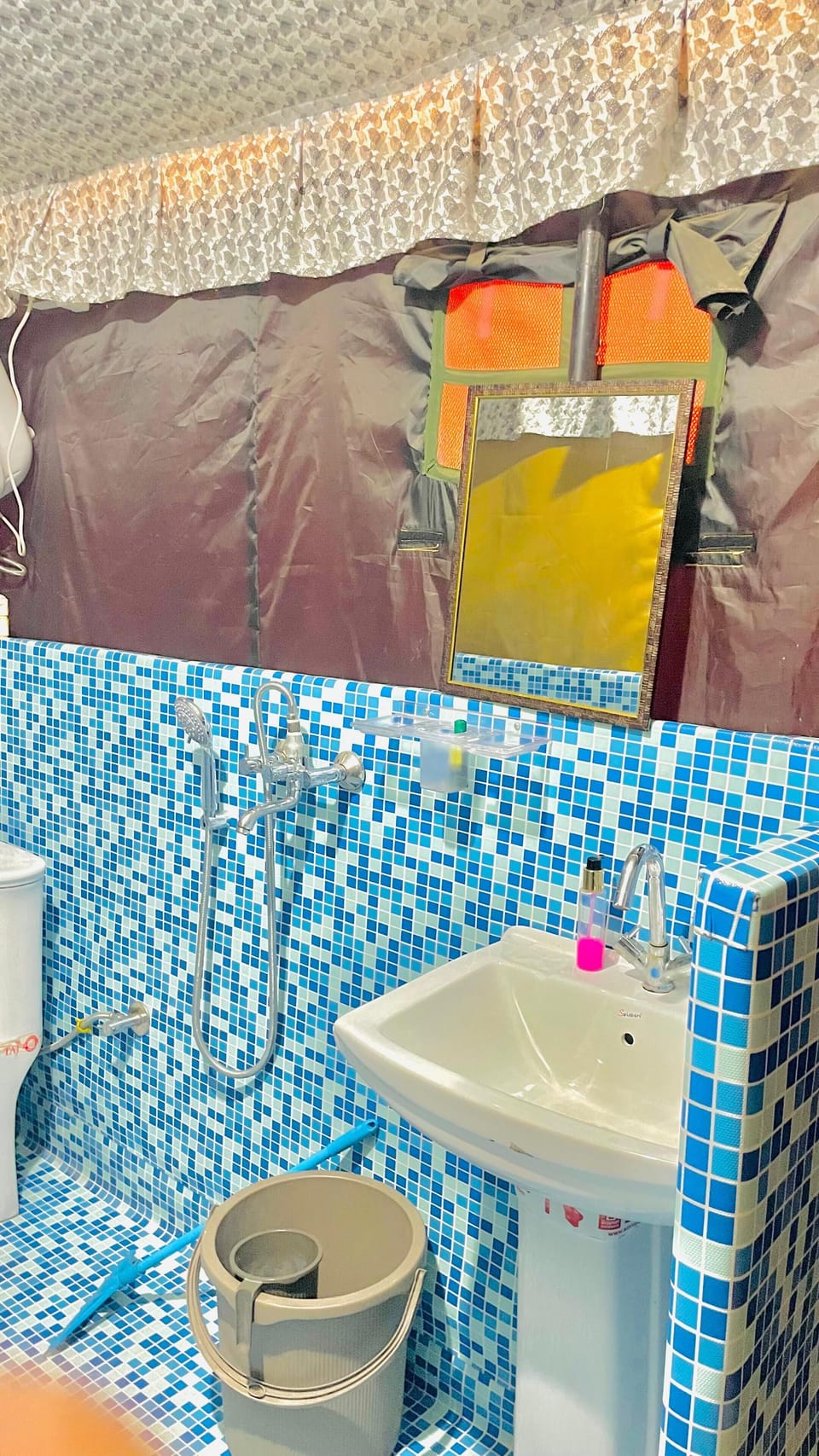 Luxury Tent, Balcony, River View | Bathroom | Combined shower/tub, free toiletries, towels, soap
