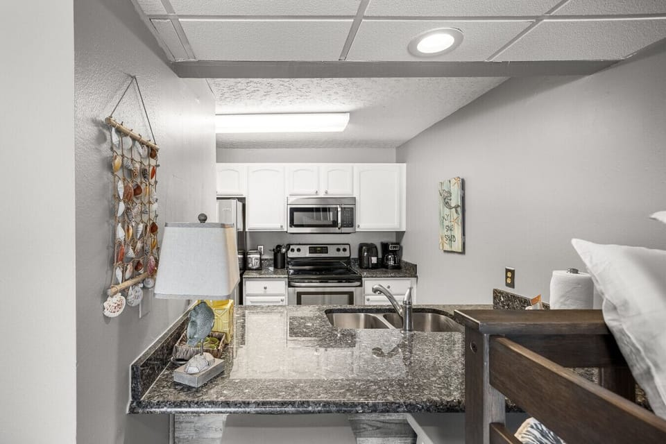 Your fully equipped kitchen is the perfect spot to make meals in or enjoy takeout from any of the nearby restaurants.