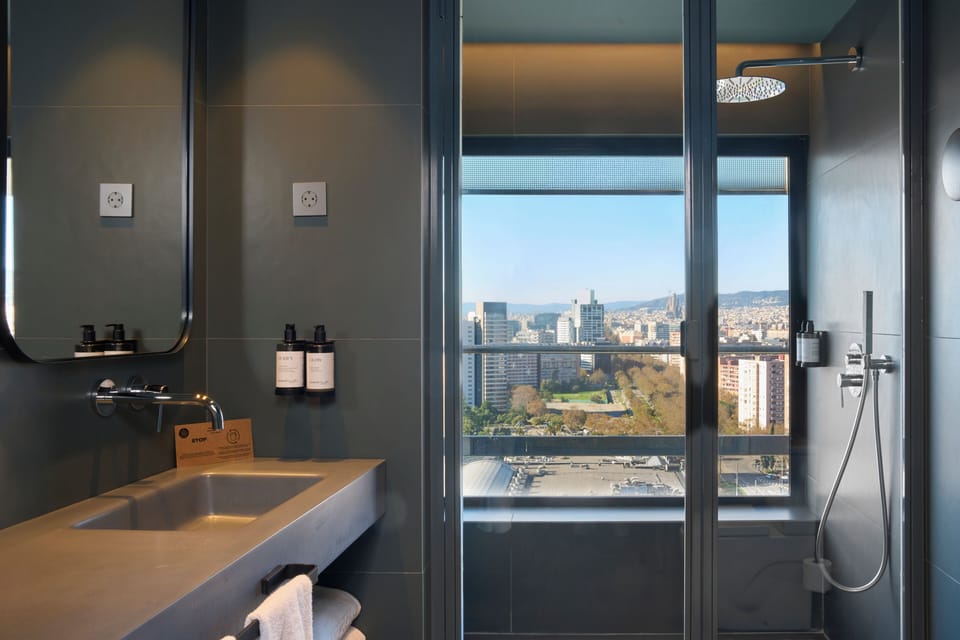 Junior Suite, Terrace | Bathroom | Eco-friendly toiletries, hair dryer, bathrobes, slippers