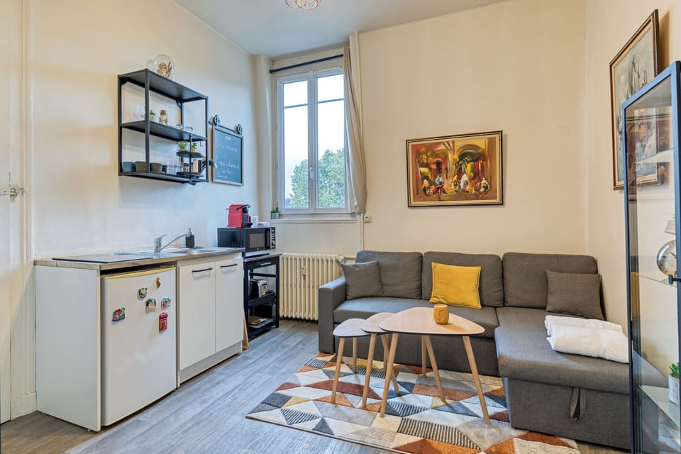 Cuisine ouverte sur séjour aménagée et équipée