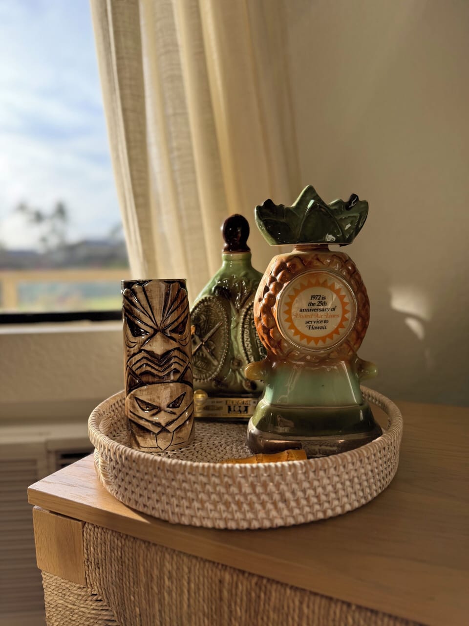 Enjoy playful island vibes with curated tiki-inspired vintage decor.