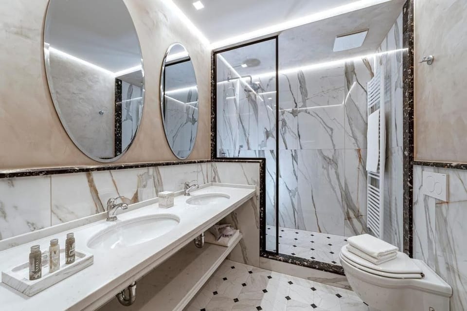 Free toiletries, hair dryer, bathrobes, bidet