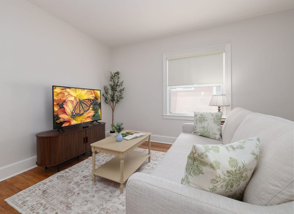 Living room with large TV