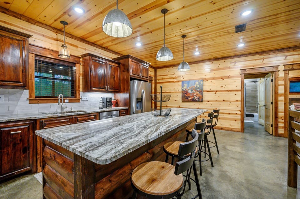 Cabin, Multiple Beds, Hot Tub, Garden View (Sugar Daddy) | Private kitchen | Fridge, microwave, oven, stovetop