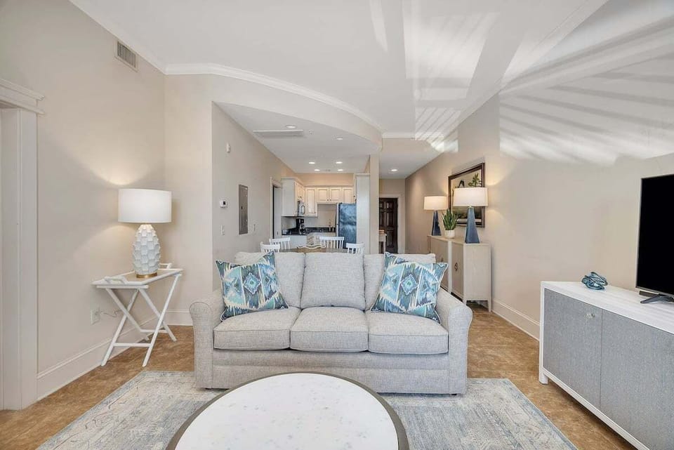 Sea Gate #101 Distant View of Entry Hallway  and Kitchen from Living Space