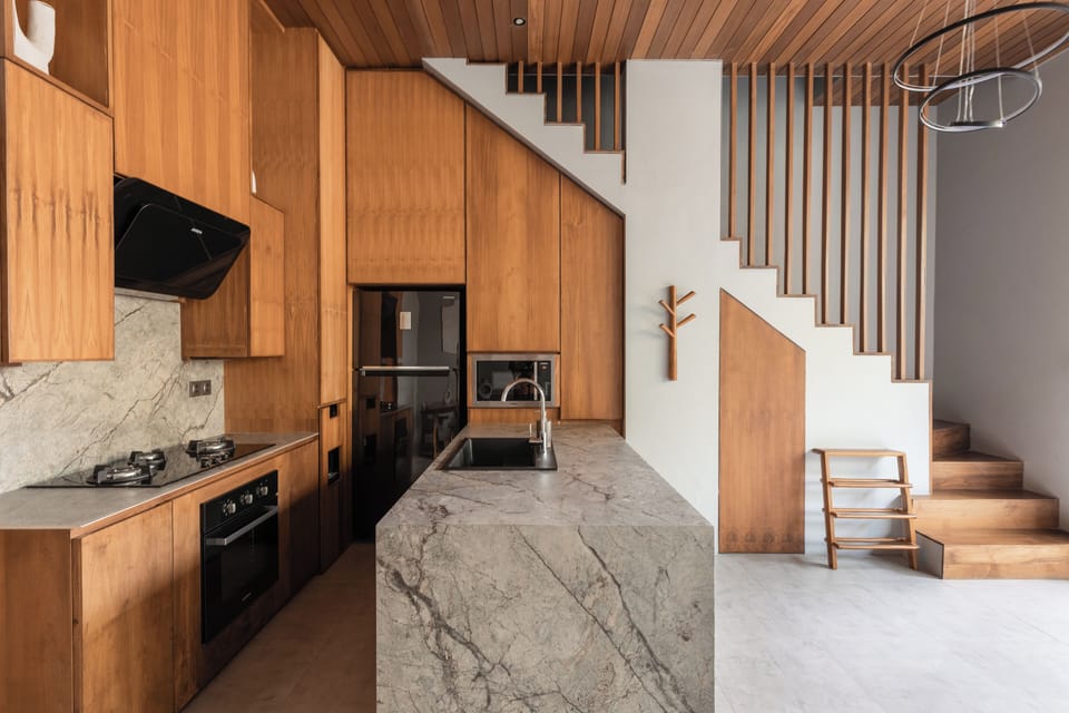 Deluxe Villa, Balcony, Pool View | Private kitchen | Fridge, microwave, oven, stovetop