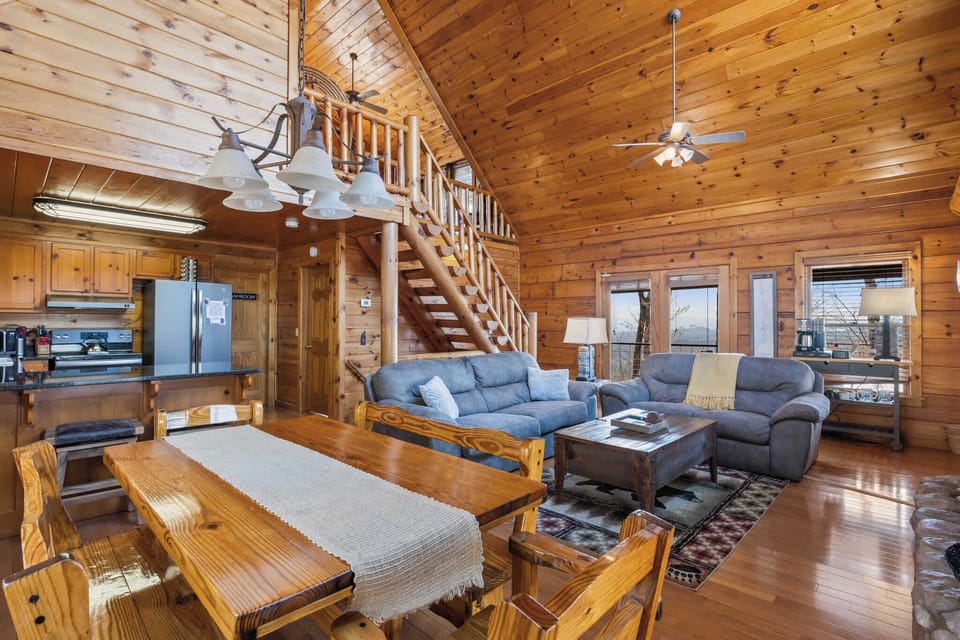 The open floor plan invites you to relax, entertain, and flow seamlessly from one cozy area to the next.