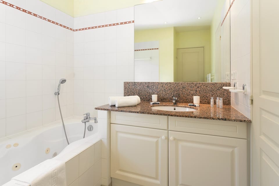 Bright bathrooms are refreshing after a day of adventure.
