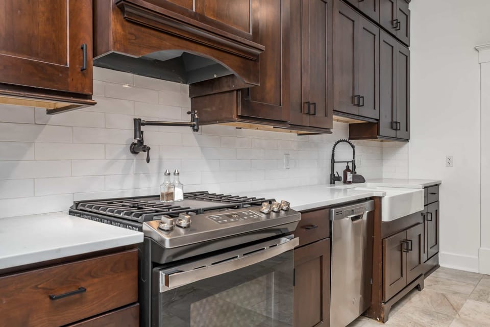 At The Southern Gentleman guests will find a true chefs kitchen.  Enjoy the over the gas range pot filler!