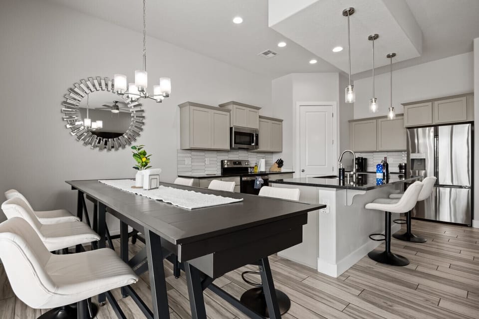 Dining area and kitchen.