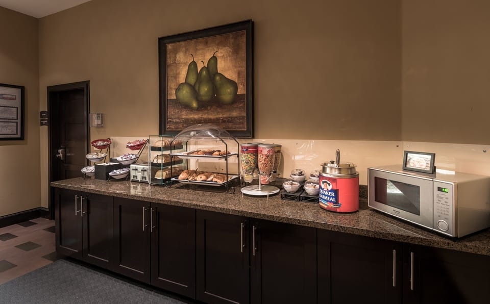 Complimentary breakfast buffet with hot and cold selections.