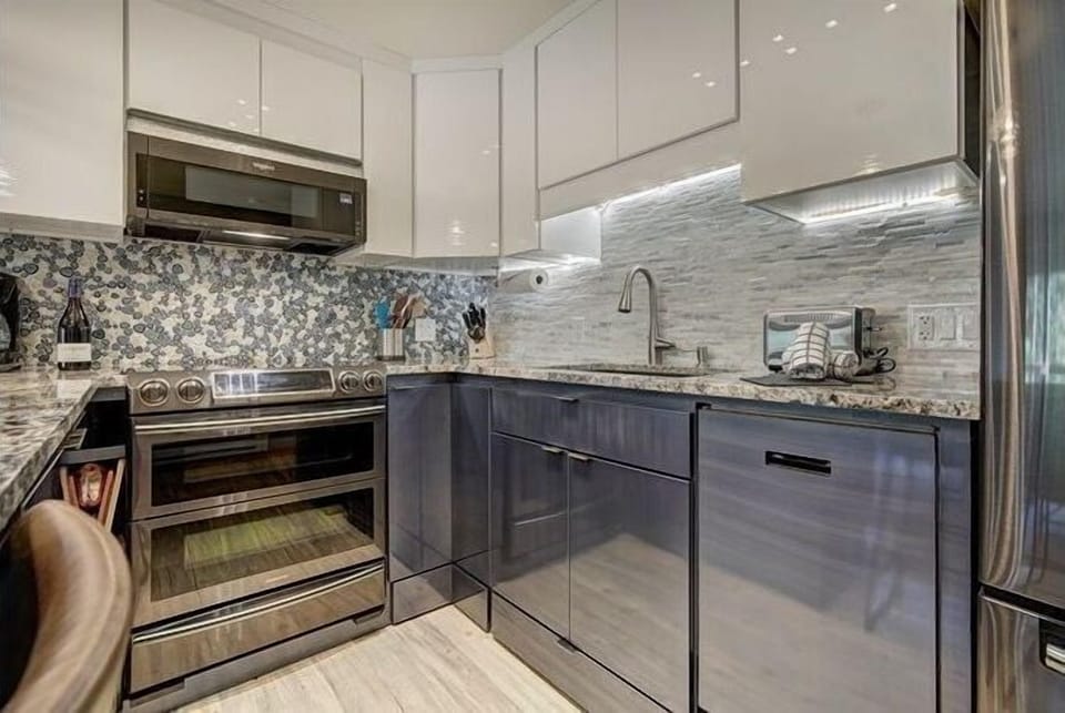 Enjoy the comforts of home with full sized kitchen appliances.