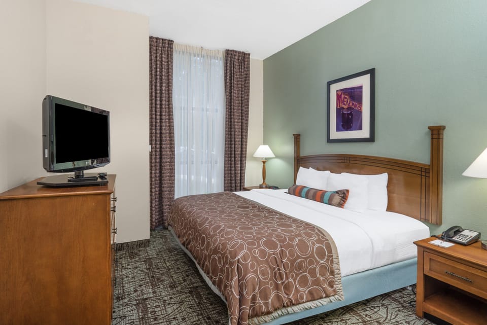 Drift to sleep in this plush bed.