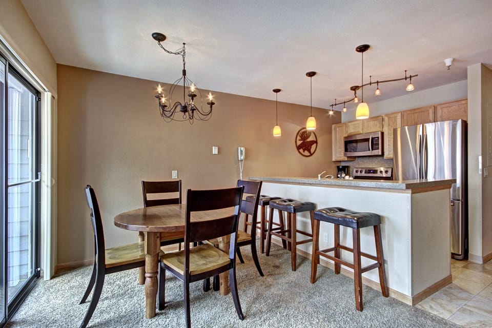 Open dining space perfect for sharing stories and meals in the heart of Breckenridge.