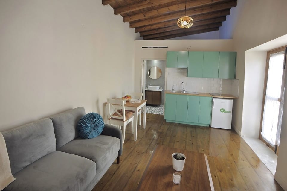 Classic Apartment, 1 Queen Bed, Mountainside | Private kitchen | Mini-fridge, stovetop, highchair, cookware/dishes/utensils