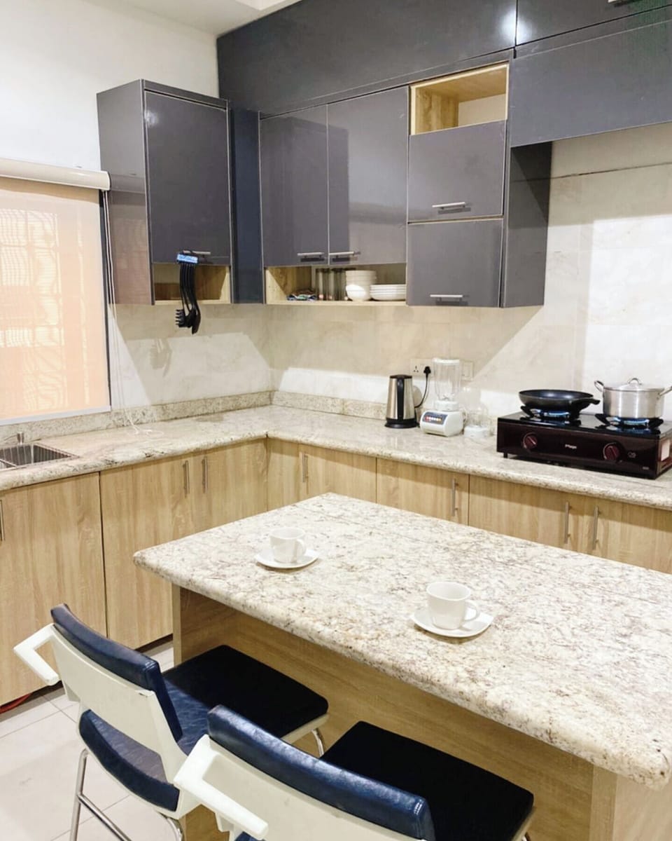 Economy Apartment, Balcony, City View | Private kitchen | Fridge, microwave, oven, stovetop