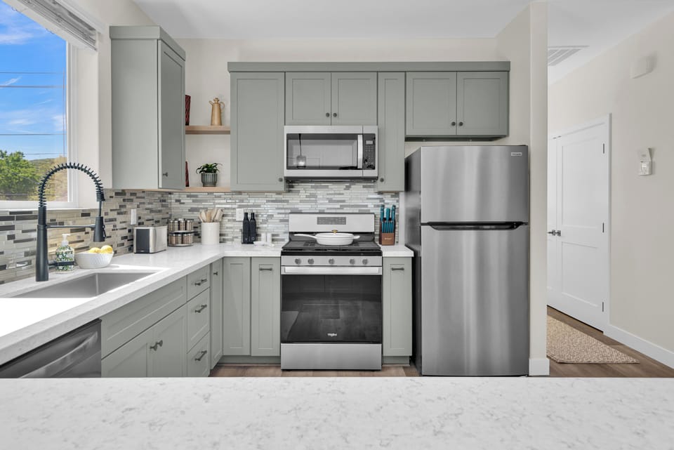 Luxury stainless steel appliances.