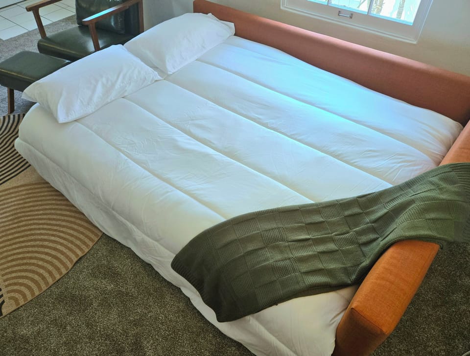 Sofa sleeper (firm, so most suitable for for kids, teens and smaller adults)