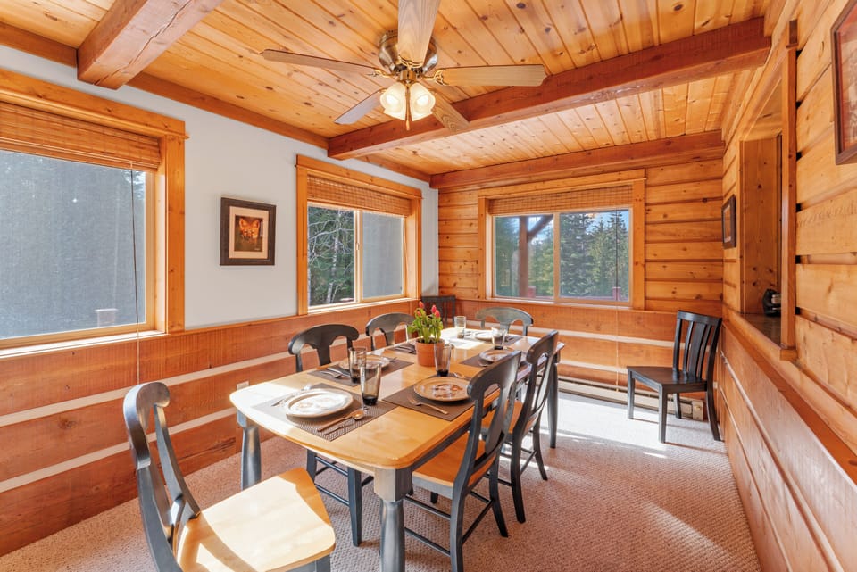 Formal dining area with seating for 8