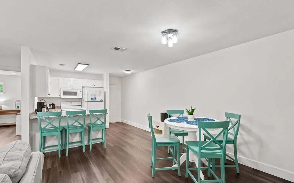 Kitchen and dining areas