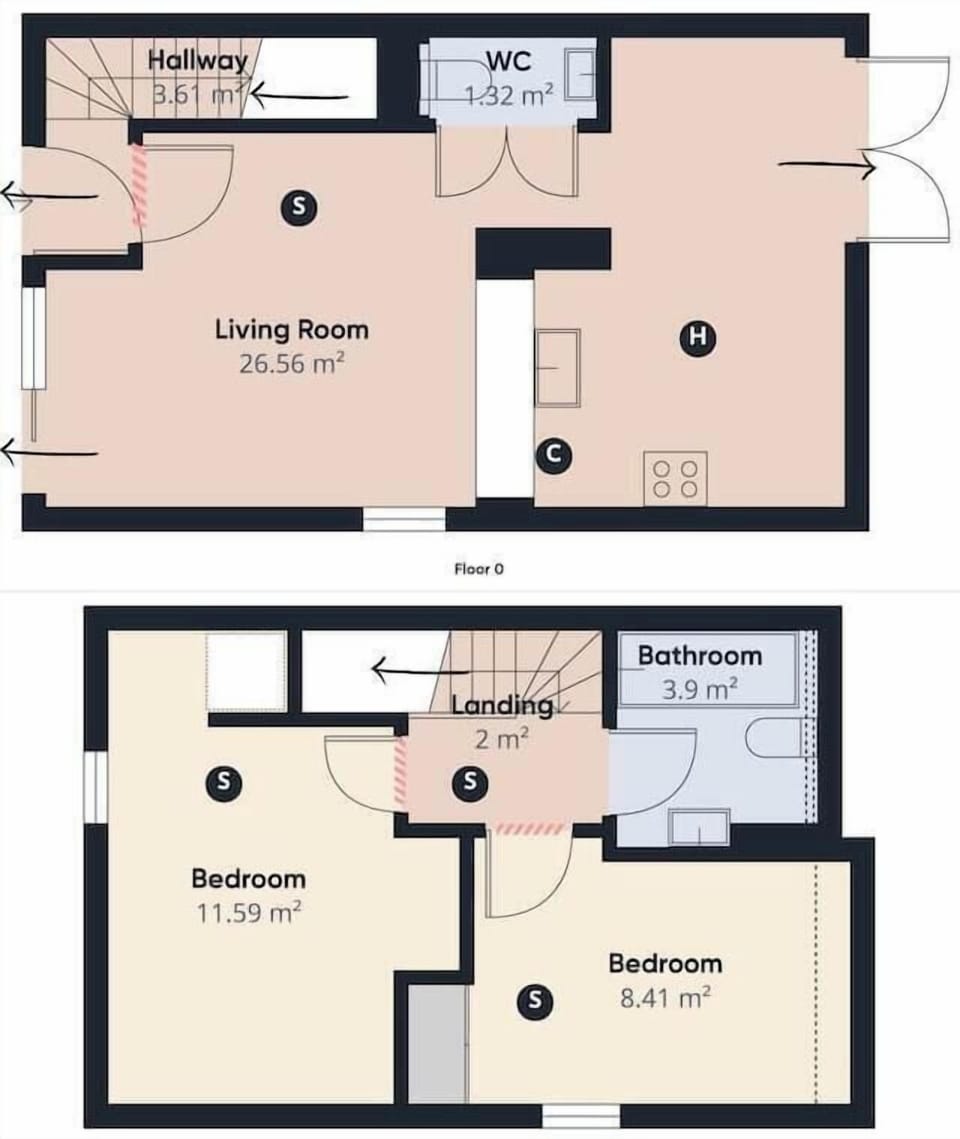 J1 Vermont floor plan Inc. fire safety measures.