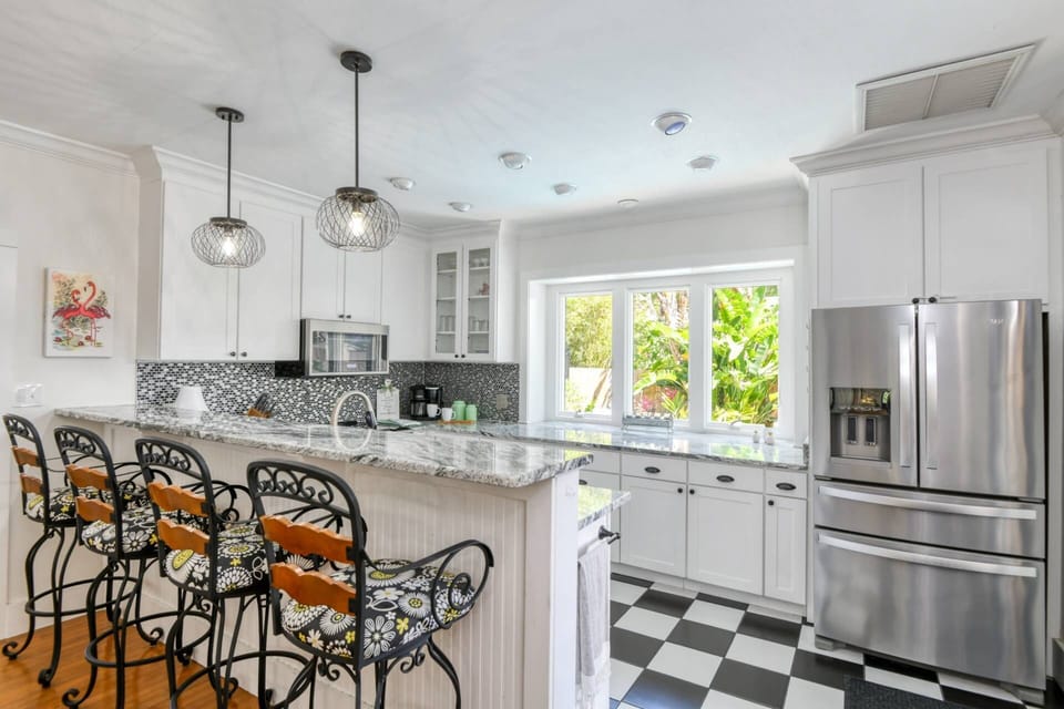 The newly updated kitchen is fully stocked with everything you need to prepare your favorite recipes.