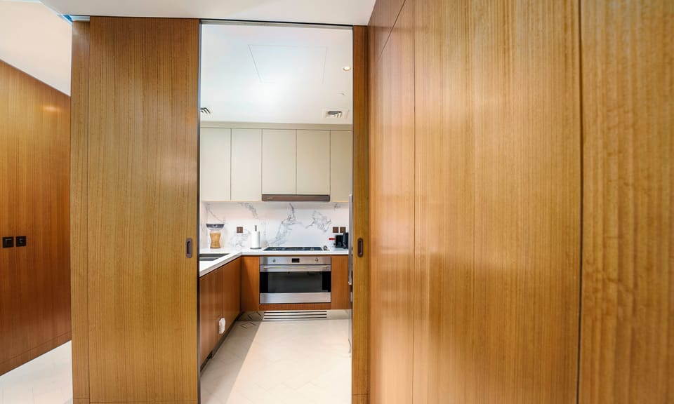 Luxury Apartment, City View | Private kitchen | Full-size fridge, microwave, oven, stovetop
