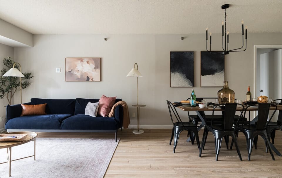 This dining space is designed with your comfort in mind, offering a cozy yet elegant spot for meals, games, or catching up on work.