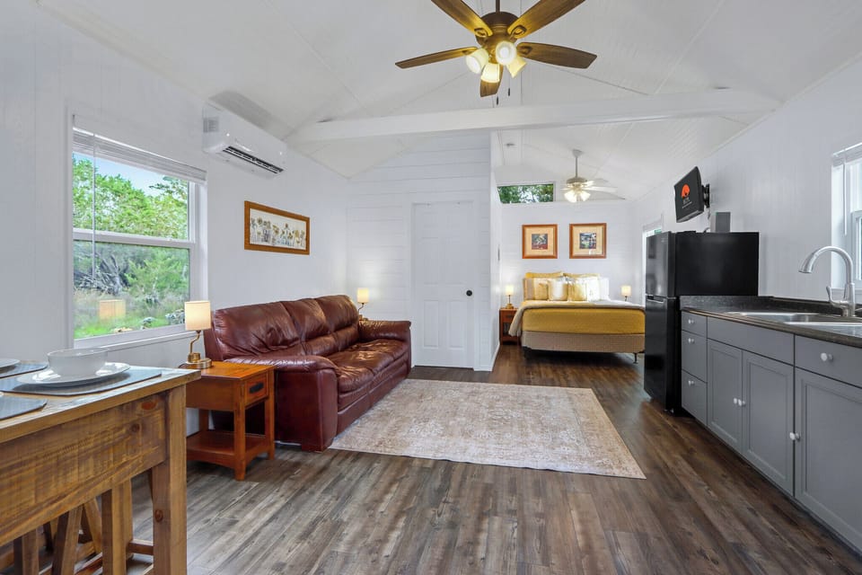 View from the front door of the studio style home.