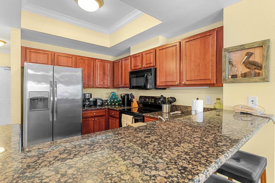 Kitchen counter with barstools