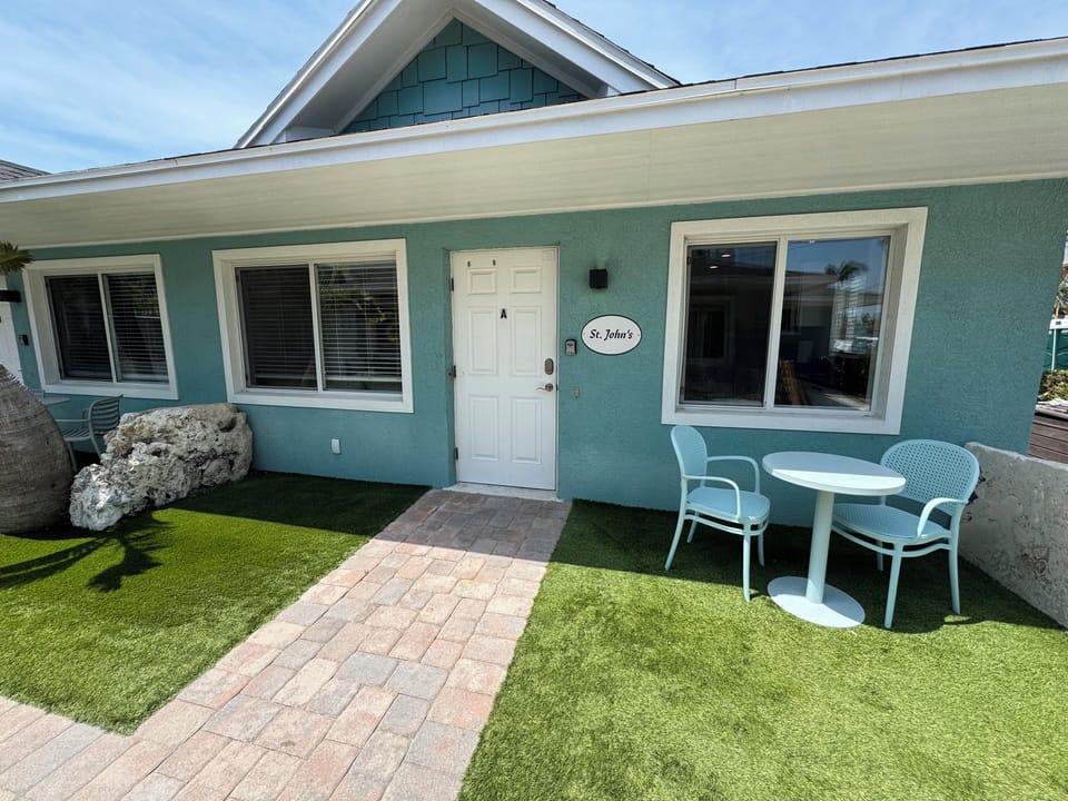 Entrance to St John Unit, with courtyard seating.